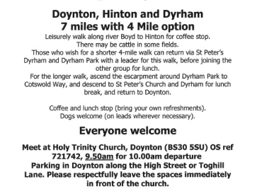 Malmesbury Walkers - Doynton, Hinton and Dyrham 